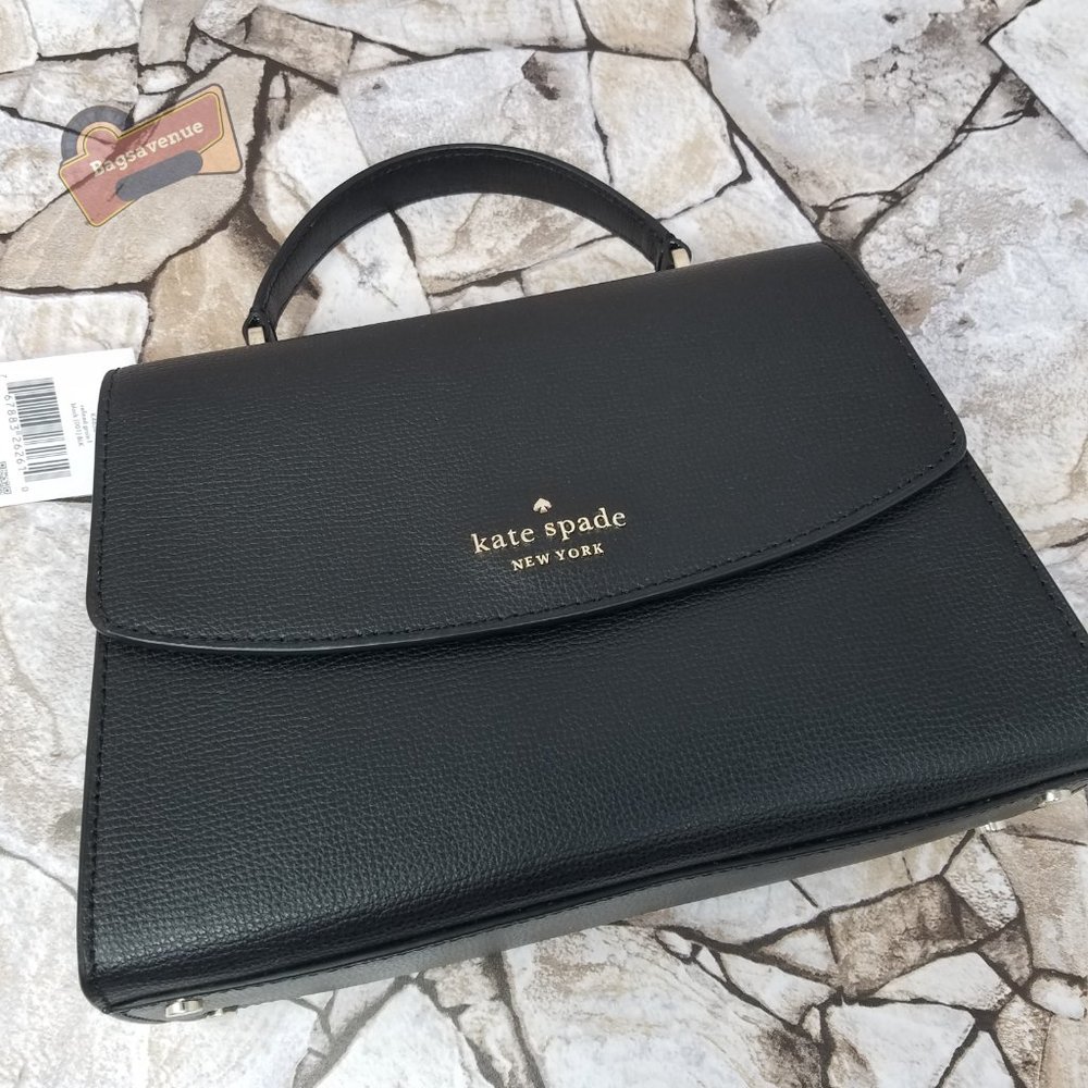 #bagsavenue Kate Spade Darcy Leather Top Handle Satchel Crossbody Black Leather - Picture 5 of 9